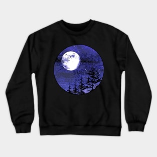 Nigth sky and moon in forest Crewneck Sweatshirt